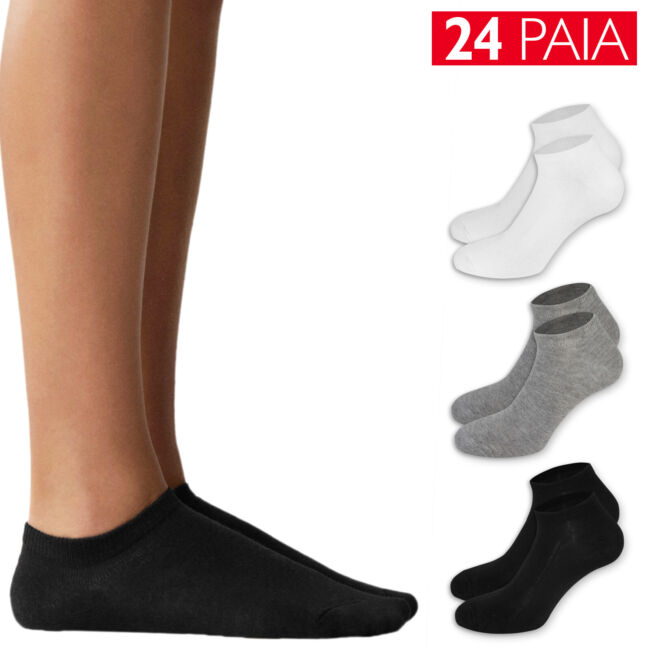 Set 24 Paia Calzini Fantasmini Uomo Donna Corti Mini Calze Cotone Pedulini VEQUE