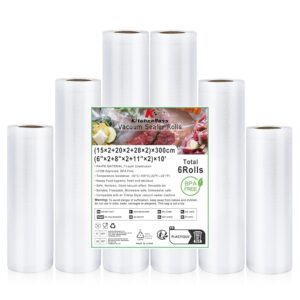 KitchenBoss Rotoli Sottovuoto per Alimenti:Sacchetti Sottovuoto per Alimenti 6 Rotoli