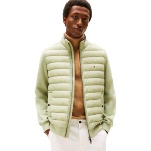 Tommy Hilfiger Uomo Felpa con Zip Mix Media Stand Collar Giacca Trapuntata