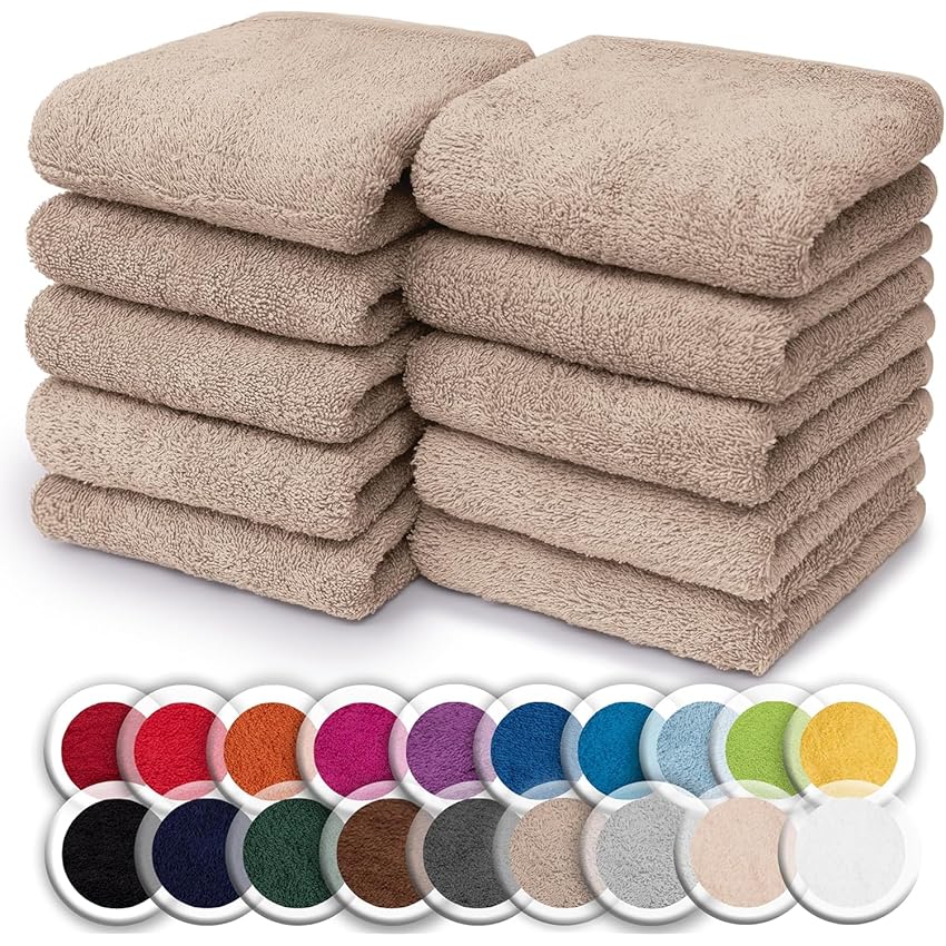 NatureMark Set da 10 panni in spugna per viso e mani – 100% cotone