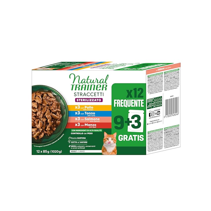 Natural Trainer Straccetti Cibo Umido per Gatti Adulti Sterilizzati