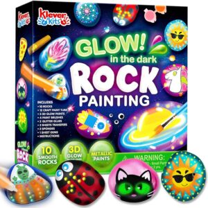 JOYIN 10 pezzi Kit Pittura di pietra per bambini con 18 colori (colle glitter e metallizzato)