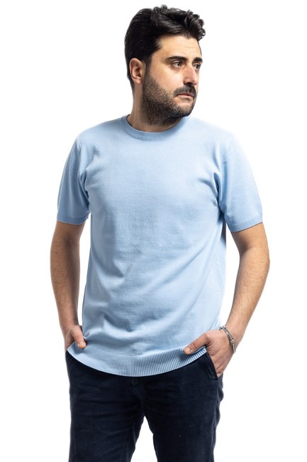 T-shirt Uomo Di Filo Maglia Girocollo Maglietta Mezza Manica Elasticizzata VEQUE