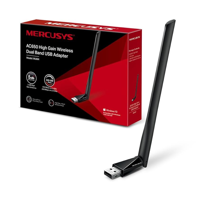 Mercusys TP-Link MU6H Adattatore AC650 WiFi USB ad Alto Guadagno