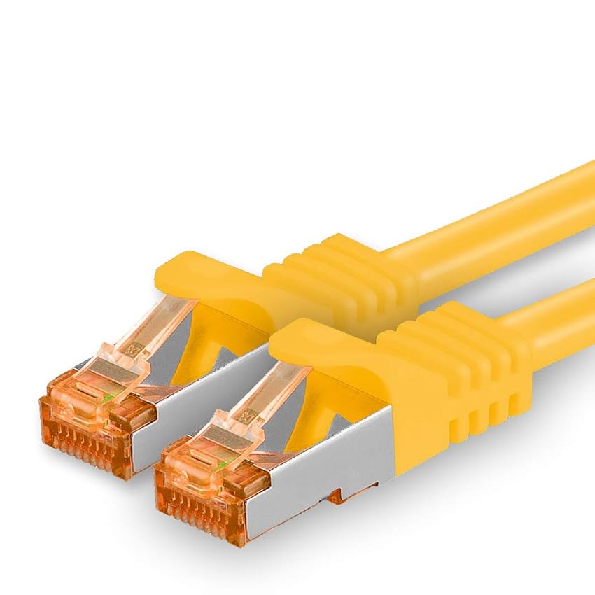 1aTTack.de 687216 Cat7-1x 2m - Cavo di rete Cat 7 Ethernet Lan 10 Gb/s PIMF LSZH Giallo