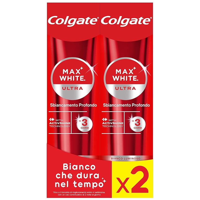 Colgate Dentifricio Sbiancante Max White Ultra Active Foam 50 ml I Denti Più Bianchi