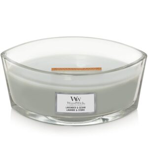 WoodWick Candela profumata Ellispe con stoppino crepitante | Lavender & Cedar | Durata