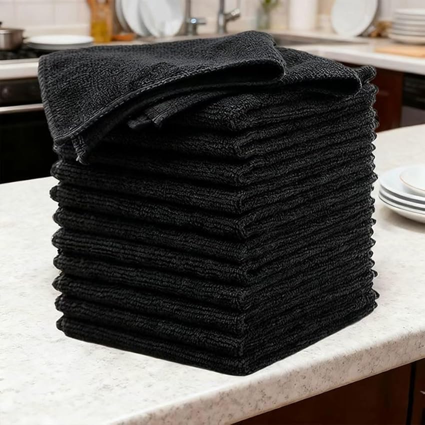 12 panni in microfibra neri (25