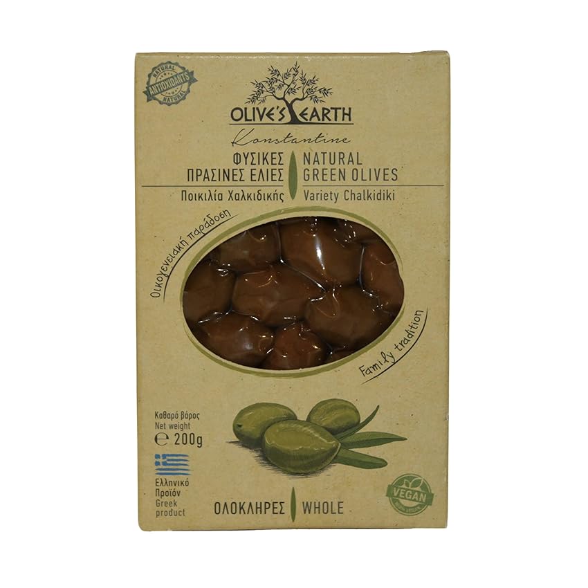 Olive’s Earth Olive Verdi Greche Naturali Varietà Calcidica – 4 x 200 g (Totale 800) Olive’s Earth Olive Verdi Greche Naturali Varietà Calcidica – 4 x 200 g (Totale 800)