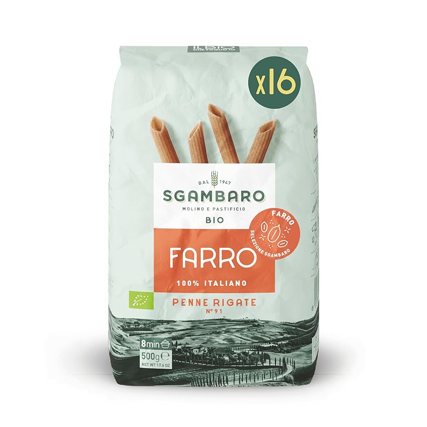 Sgambaro Pasta di Farro Selezione Bio Penne Rigate N.91 - 16x500g Pasta Farro 100% Italiana Sgambaro Pasta di Farro Selezione Bio Penne Rigate N.91 - 16x500g Pasta Farro 100% Italiana