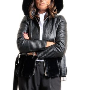 Giubbotto Invernale Donna Ecopelle Giubbino Imbottito Cappuccio Giacca VEQUE