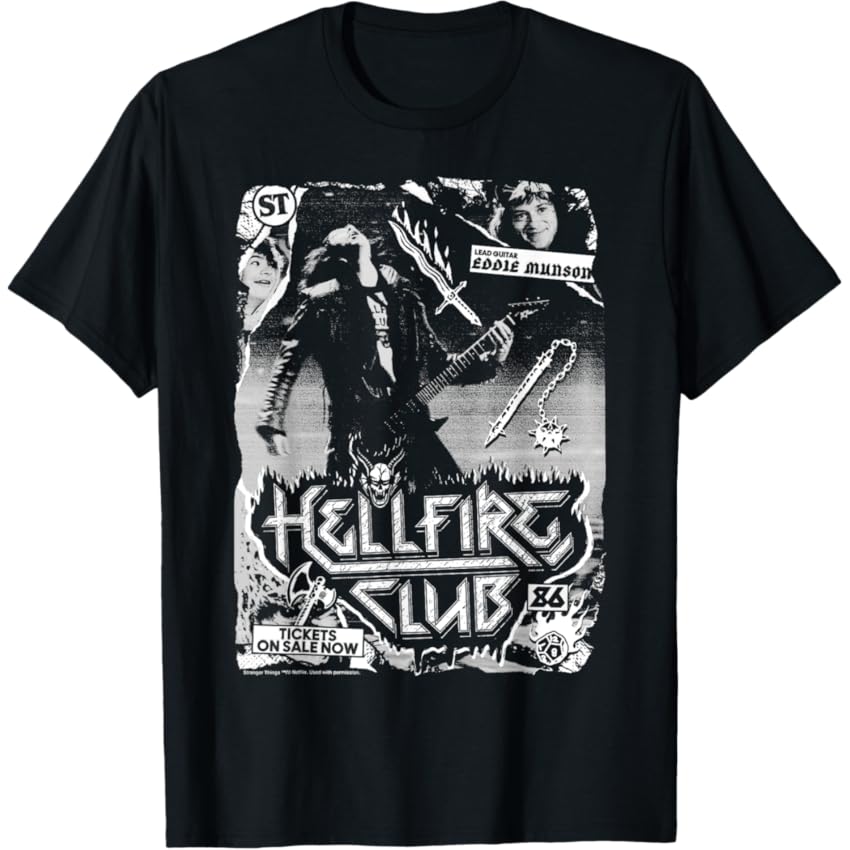 Stranger Things Hellfire Club '86 Eddie Munson - Chitarra solista Maglietta Stranger Things Hellfire Club '86 Eddie Munson - Chitarra solista Maglietta