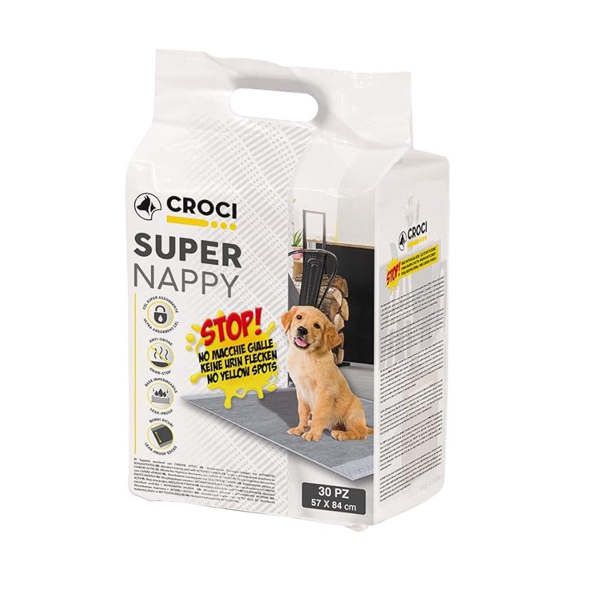 Croci Super Nappy Carboni attivi - Tappetini Igienici per Cani 57x84 cm