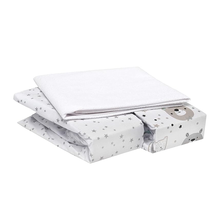 Flyideas Set 2 Lenzuola per Next to Me 50x83 cm + 1 Coprimaterasso Next to Me Impermeabile