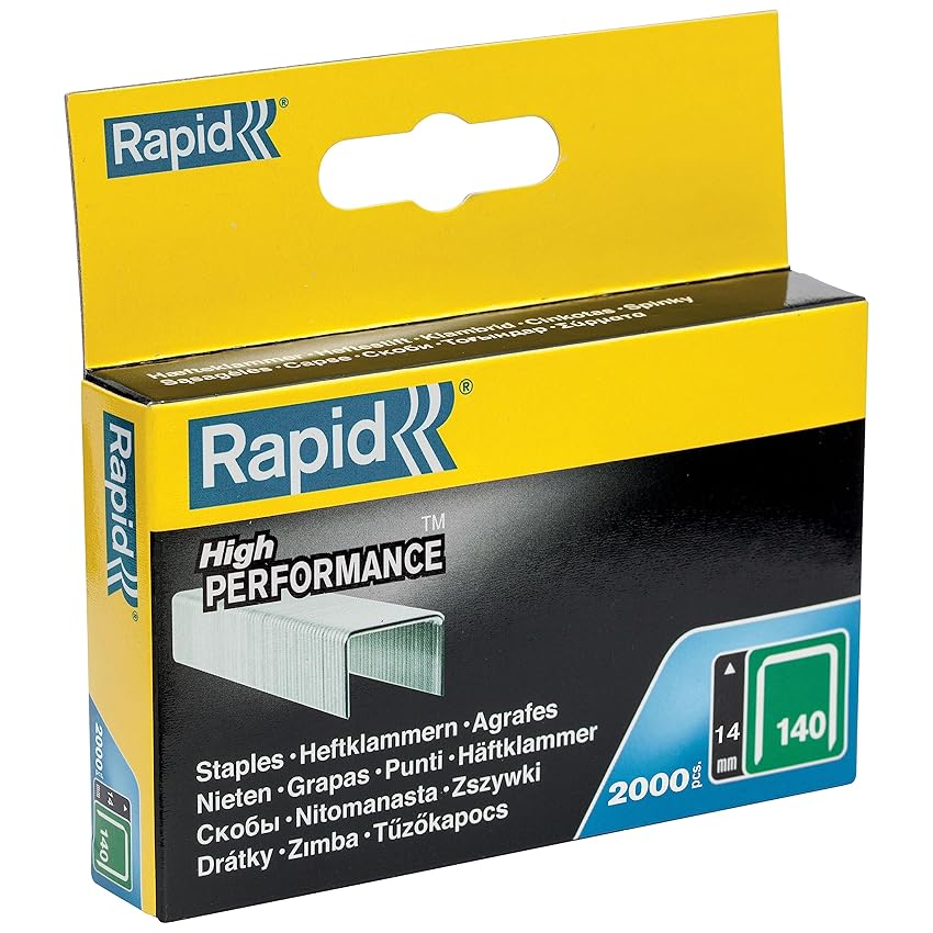 Rapid Confezione da 2000 Graffe N.140/14 per Plastica Sottile
