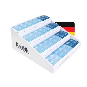 KMINA Porta Pillole Settimanale a 7 Scomparti (4 Dosi al Giorno)