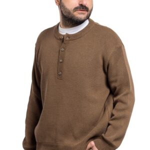 Maglione Uomo Filo Con Bottoni Maglia Casual Manica Lunga Made In Italy VEQUE
