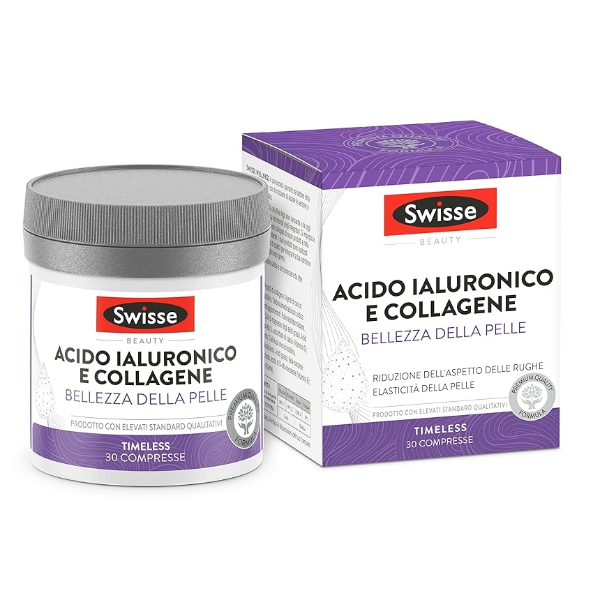 SWISSE Collagene e Acido Ialuronico - Collagene Integratore Donna Uomo con Vitamina C