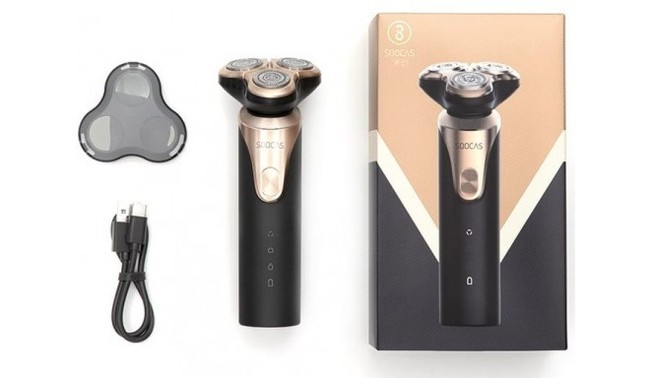 Soocas S3 Rasoio Elettrico Ricaricabile Impermeabile Testine rotanti 3D