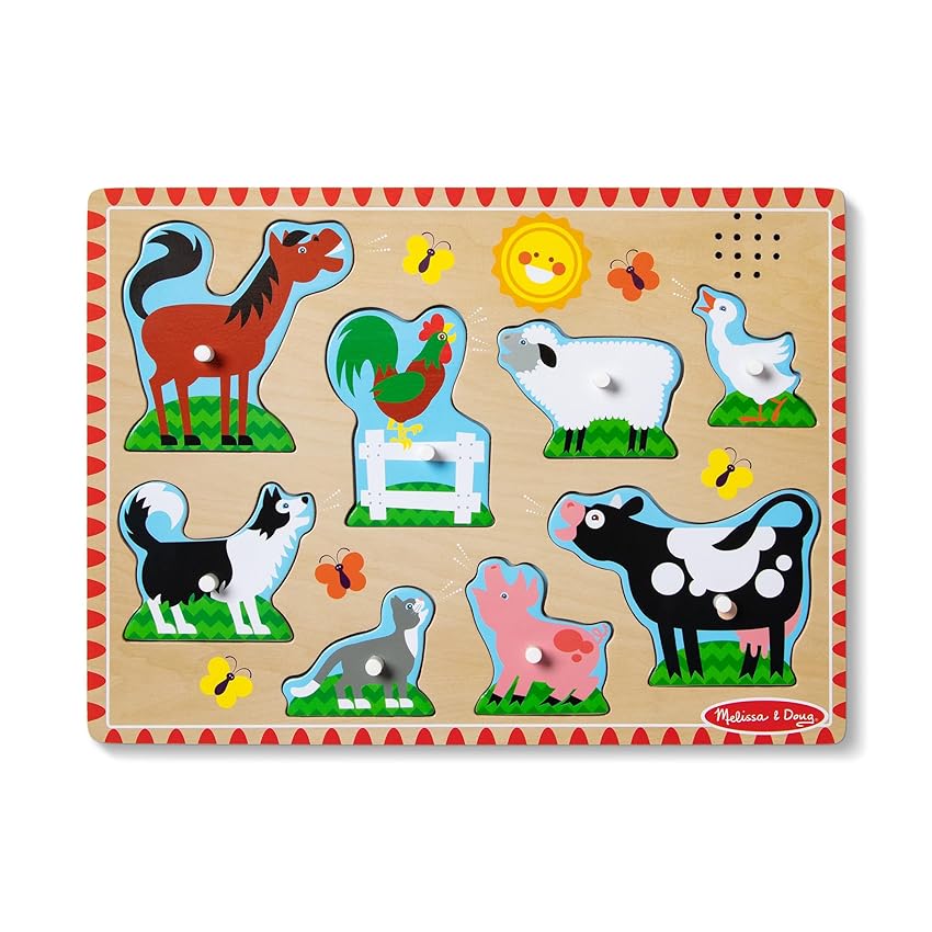 Melissa & Doug Puzzle con Suoni Animali della Fattoria - Gioco Educativo in Legno