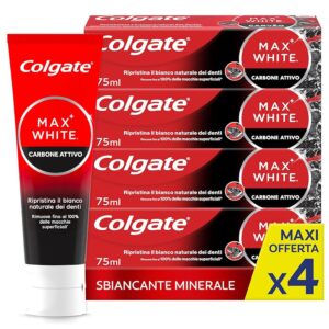 Colgate Dentifricio Sbiancante Max White Carbon 4 Confezioni da 75 ml I Dentifricio