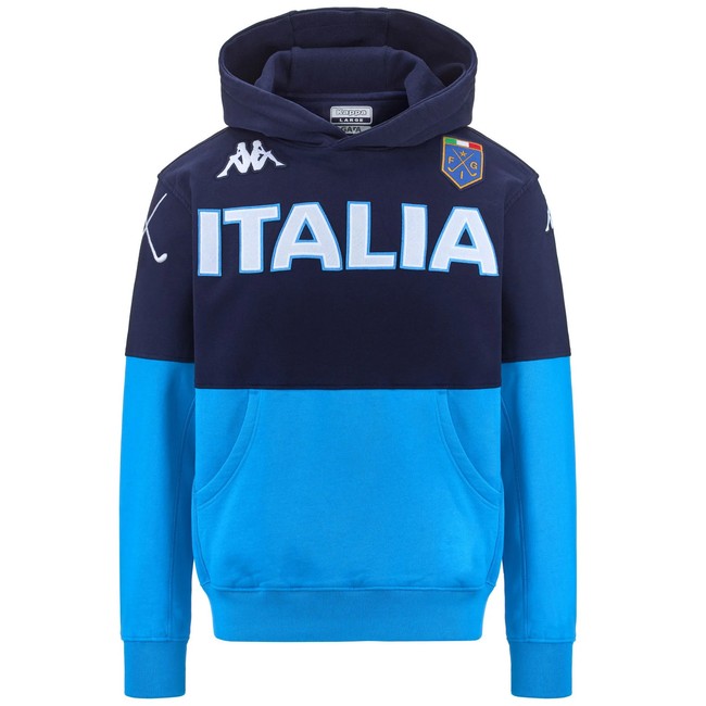 Kappa - Felpa Uomo Donna Eroi Hood Italia Fig