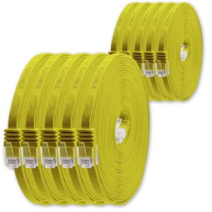 1aTTack.de 1m - giallo - 10 pezzi - Cavo di Rete Ethernet Cat6 Piatto Lan Gigabit