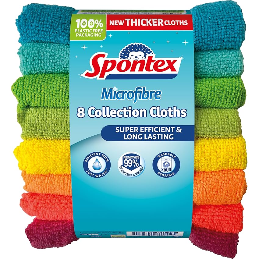 SPONTEX - Collezione in microfibra - Microfibre multiuso - 8 microfibre SPONTEX - Collezione in microfibra - Microfibre multiuso - 8 microfibre