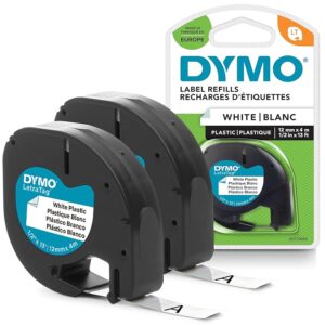 Dymo LetraTag etichette originali in plastica | rotolo da 12 mm x 4 m | stampa nera