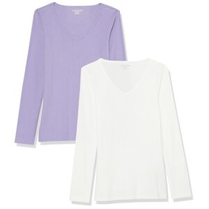 Amazon Essentials Maglia a Maniche Lunghe da Donna con Scollo a V a Coste Slim Fit