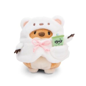 NICI Cane Hiro 8cm con Bubble Tea & costume di orso polare in scatola regalo 8