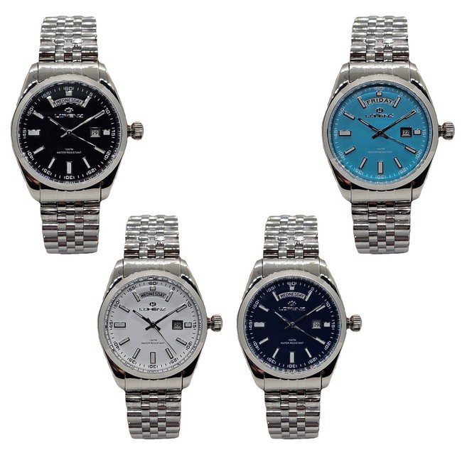 Lorenz Day Date Orologio da uomo al quarzo in acciaio jubilee sub 100 metri