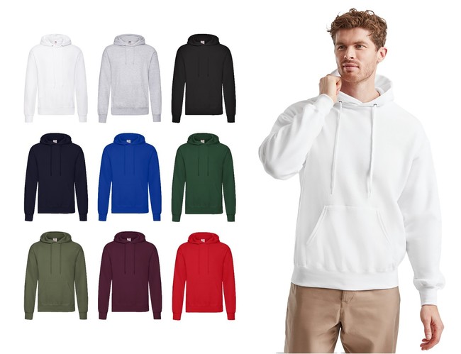 felpa uomo con cappuccio FRUIT OF THE LOOM cotone invernale PREMIUM 9 colori