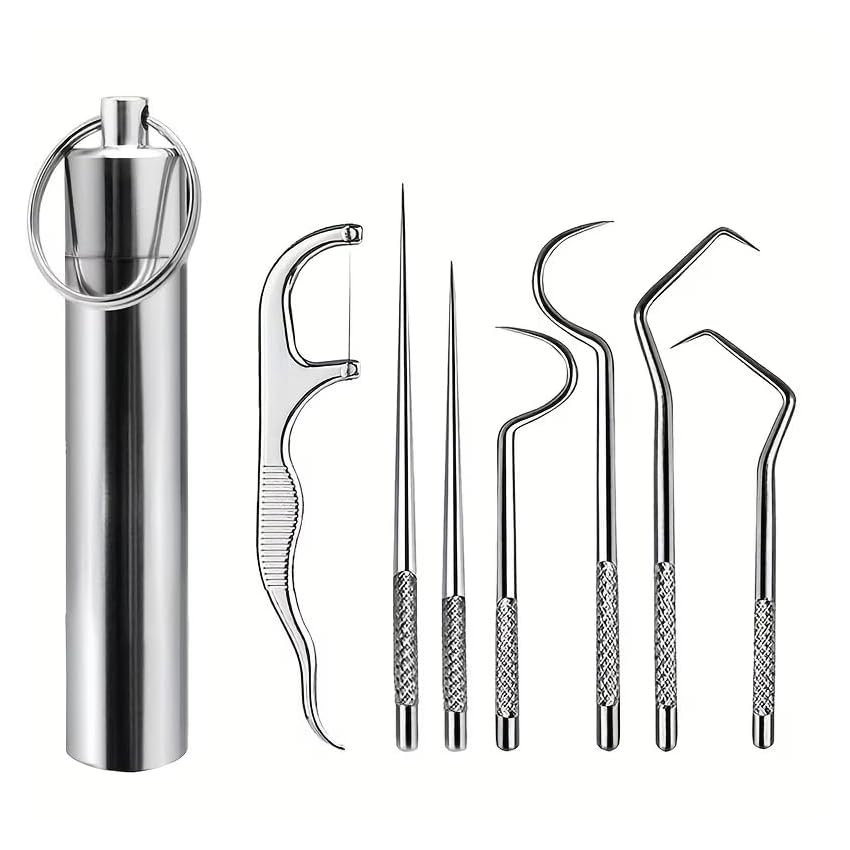 Set di stuzzicadenti portatili in acciaio inox Set di stuzzicadenti portatili in acciaio inox