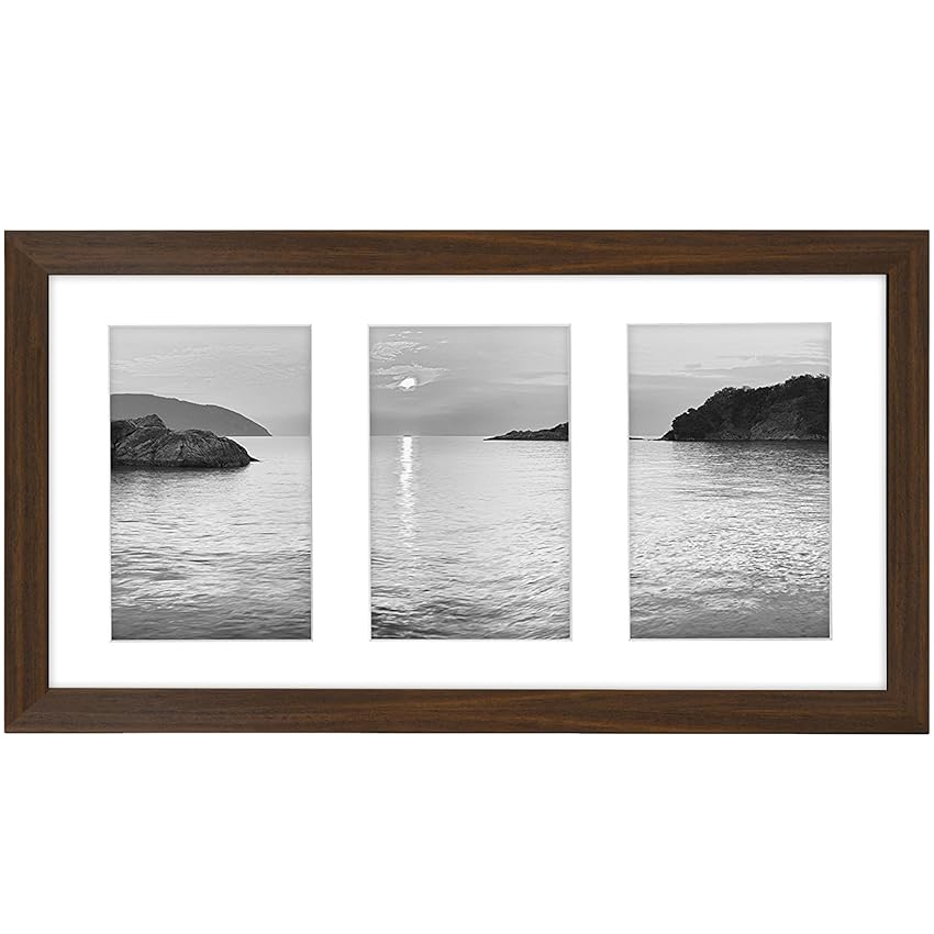 Americanflat Cornice 10x15 cm Effetto Legno di Noce - Portafoto da Parete Multiplo