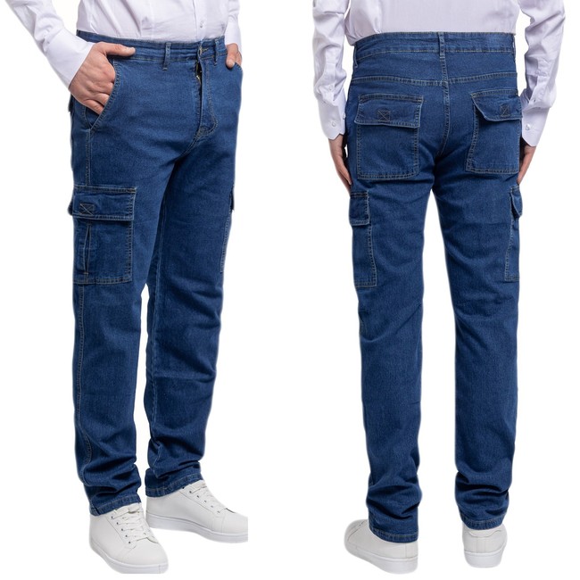Jeans Uomo Tasconi Cargo Regular Fit Pantalone Comodo Cotone Elasticizzato VEQUE