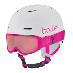 Bollé | COMBO - Casco e Maschera da sci | B-FUN JR e ROCKET | Bianco e Rosa Opaco