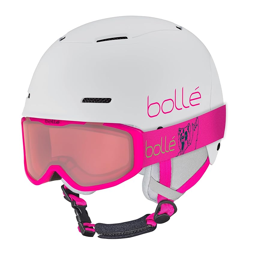 Bollé | COMBO - Casco e Maschera da sci | B-FUN JR e ROCKET | Bianco e Rosa Opaco