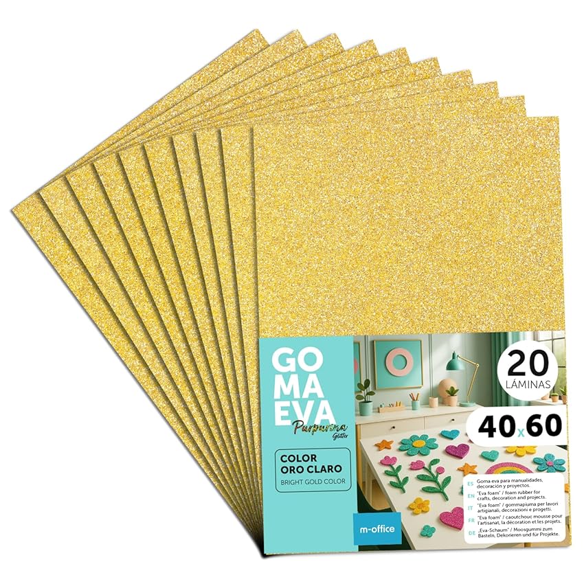 m-office Fogli di Gomma Eva Colorata Glitterata