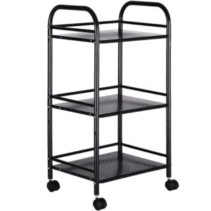 BAKAJI Carrello Portaoggetti in Metallo per Bagno Cucina Parrucchiere o Estetista 4 Ruote Girevoli