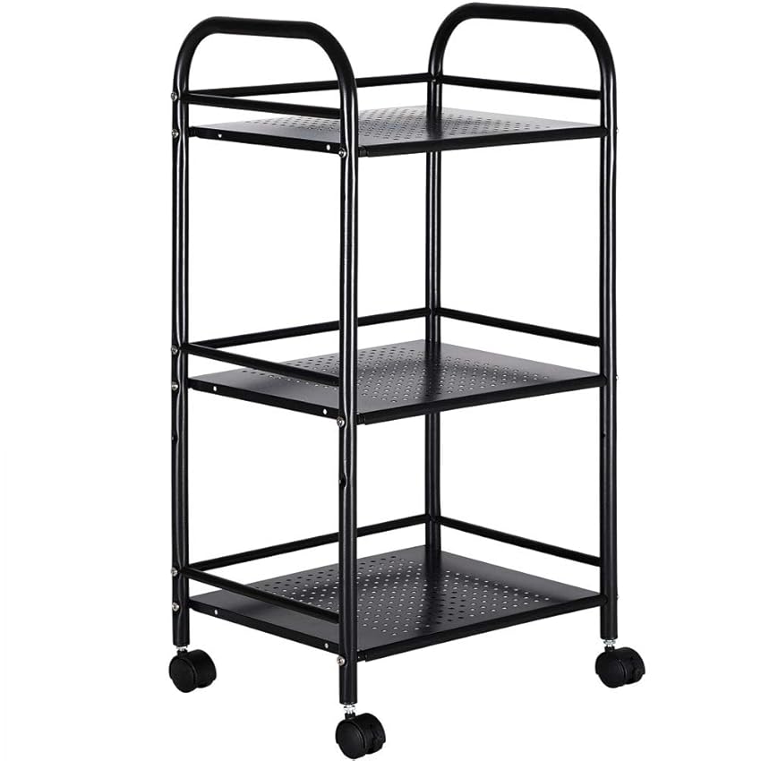 BAKAJI Carrello Portaoggetti in Metallo per Bagno Cucina Parrucchiere o Estetista 4 Ruote Girevoli