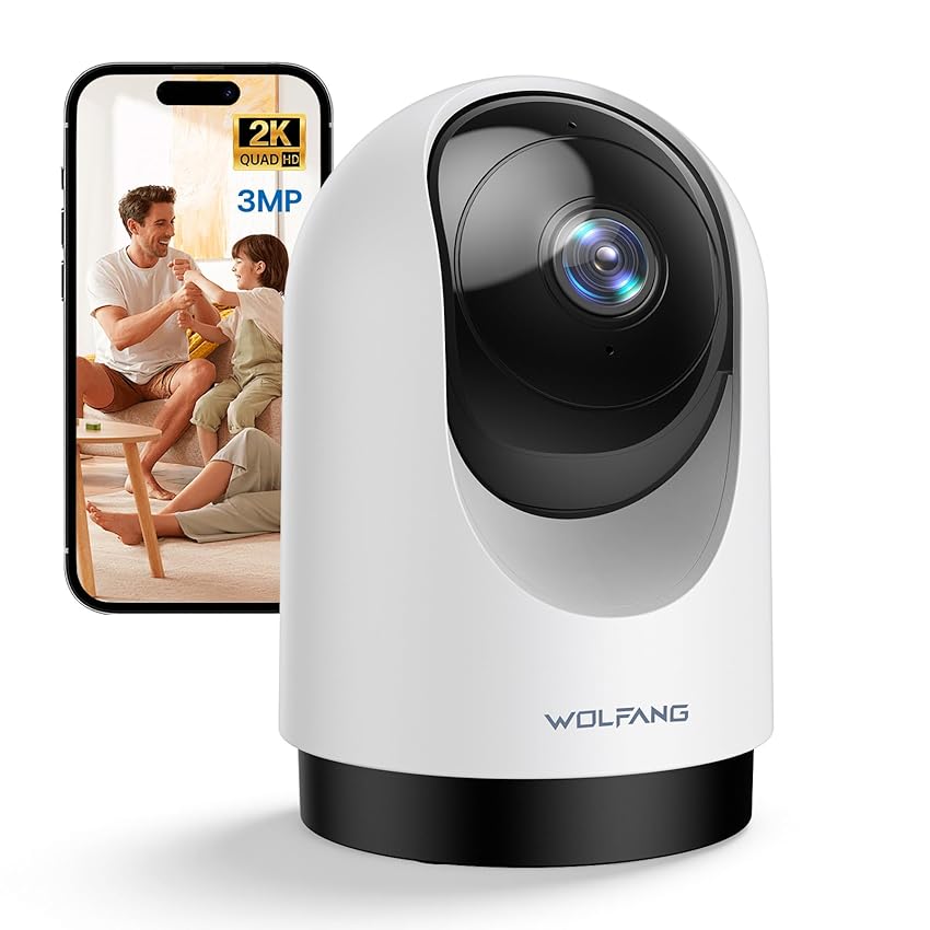 WOLFANG WS03 Telecamera di Sicurezza WiFi Interna 2K 3MP