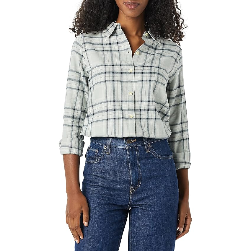Amazon Essentials Camicia da Donna in Flanella a Quadri