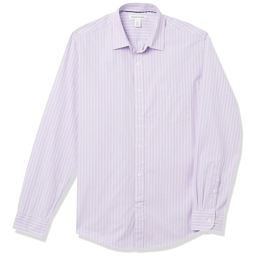 Amazon Essentials Camicia Casual in Popeline a Maniche Lunghe vestibilità Regular Uomo