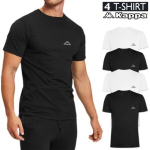 Set 4 T-shirt Uomo Kappa Maglietta Maniche Corte Cotone Slim Maglia Mezza Manica