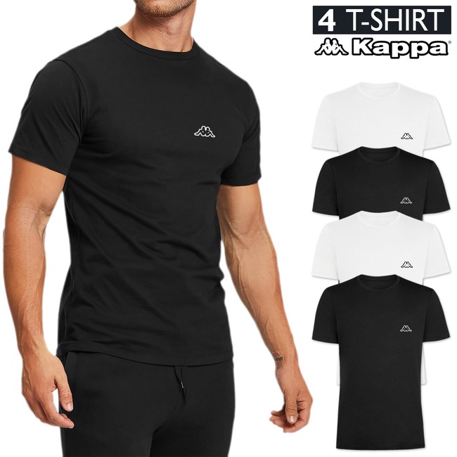 Set 4 T-shirt Uomo Kappa Maglietta Maniche Corte Cotone Slim Maglia Mezza Manica