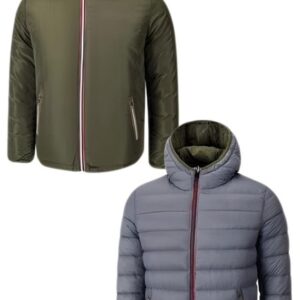 Giubbotto Invernale Double Face Uomo Giubbino Cappuccio Imbottito Giacca VEQUE