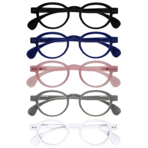 OPULIZE OCA Occhiali da lettura - Pacco da 5 - Montatura Moderna Retró Rotonda
