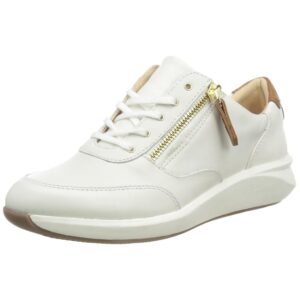 Clarks Un Rio Zip Womens White Leather