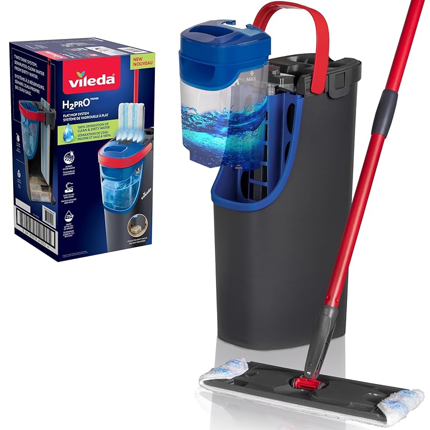 Vileda H2PrO Flat Mop Sistema lavapavimenti a piastra piatta | Separazione acqua pulita